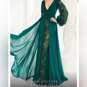 MNM Couture 2551 Green Long Sleeve Gown